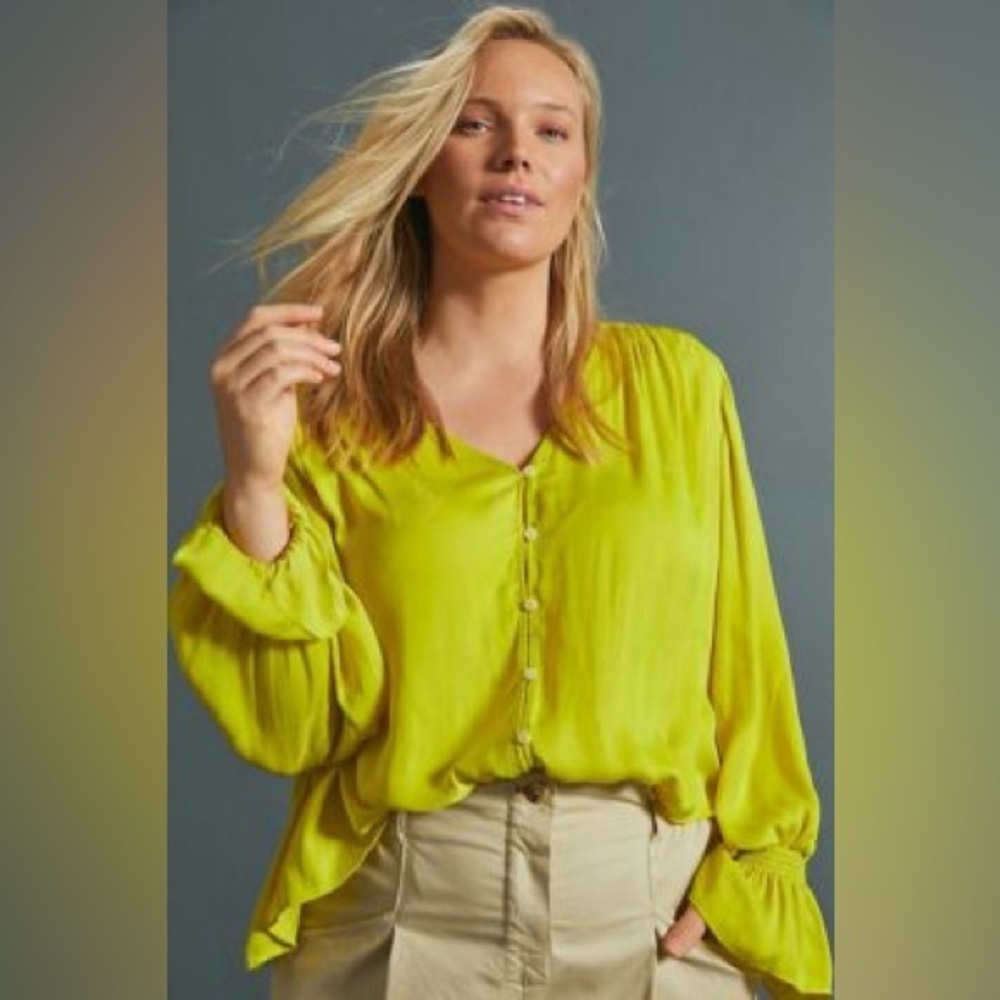 Anthropologie Lime Green Blouse